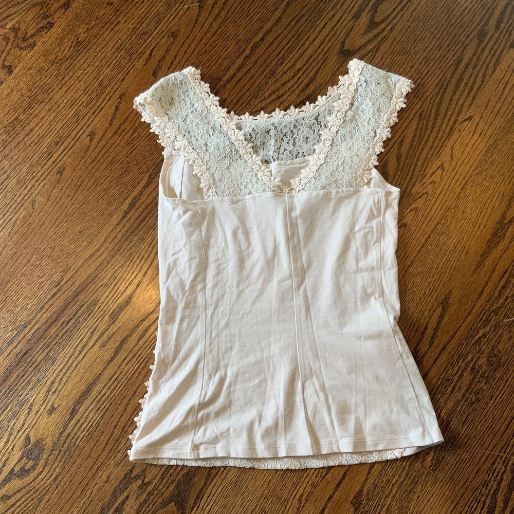 Express Lace Stretch Shirt S Floral Top Boho Fairy Sheer Top Whimsy EUC - Picture 6 of 9
